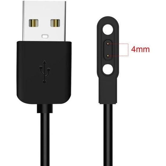 Câble Chargeur Magnétique Pour Montre Connectée - 4 Broches 7.62mm - USB - Blanc