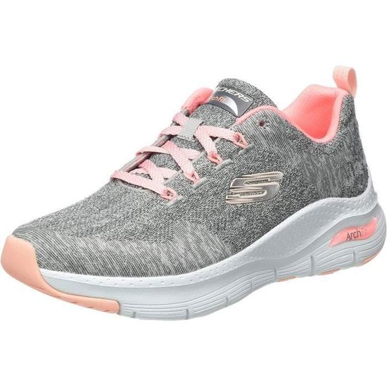 Chaussures de sport SKECHERS Femmes Gris tricot bordure rose