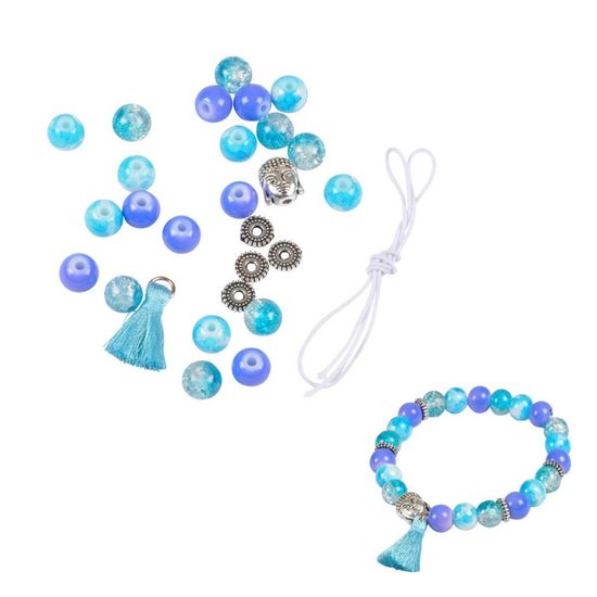 Bracelet Extensible Perles De Verre Et Plastique Multicolore - Ajustable, Neuf