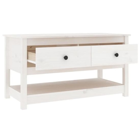 ABB Table basse Blanc 102x49x55 cm Bois massif de pin - Qqmora ...