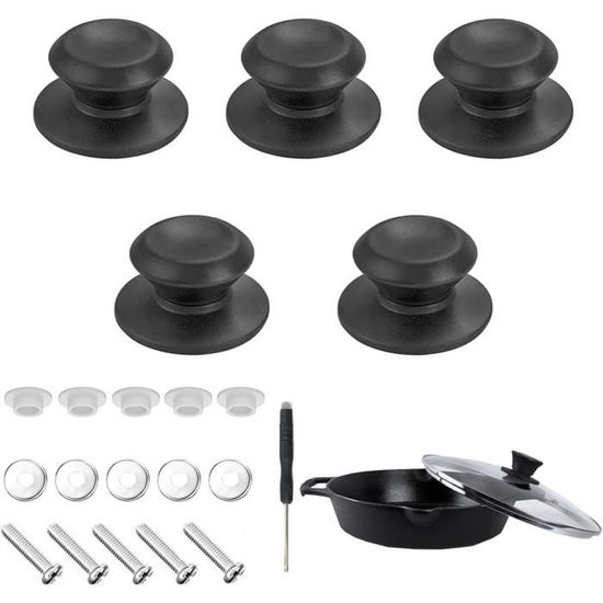 Poignée De Couvercle Universelle Pour Casserole - Bouton De Remplacement Noir En PP - Neuf Sous Emballage
