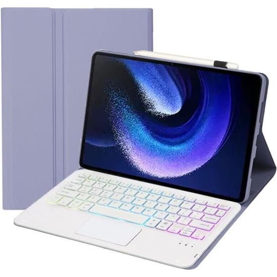 Coque Clavier Bluetooth Pour Xiaomi Pad 6/6 Pro - Clavier AZERTY Magnétique Détachable - Protection Complète - Angles Réglables - Autonomie 220h
