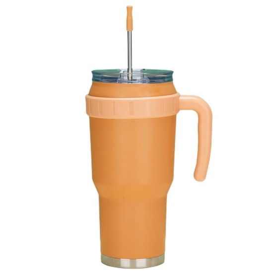 Gobelet Isotherme 40 Oz (1,18 L) Avec Paille Et Poignée - En Acier Inoxydable - Garde Le Chaud 12h Et Le Froid 24h - Housse à Nœud Décorative - Pour Femmes Et Filles