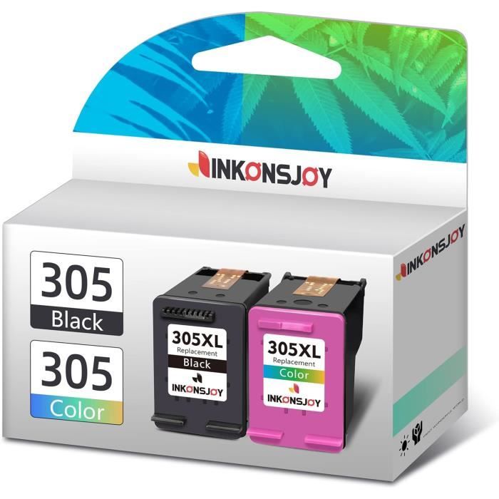 Lot De 2 Cartouches D'encre Noire 305XL Pour HP - Compatible HP DeskJet Envy - Haute Capacité 600 Pages