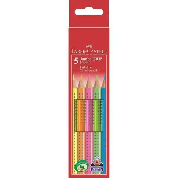 Faber Castell 5 Crayons De Couleur Neon Jumbo Grip Achat Vente Crayon De Couleur Faber Castell 5 Crayons Cdiscount