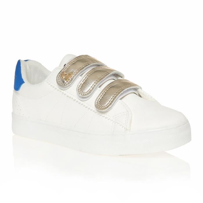 Basket blanche à scratch femme cheap