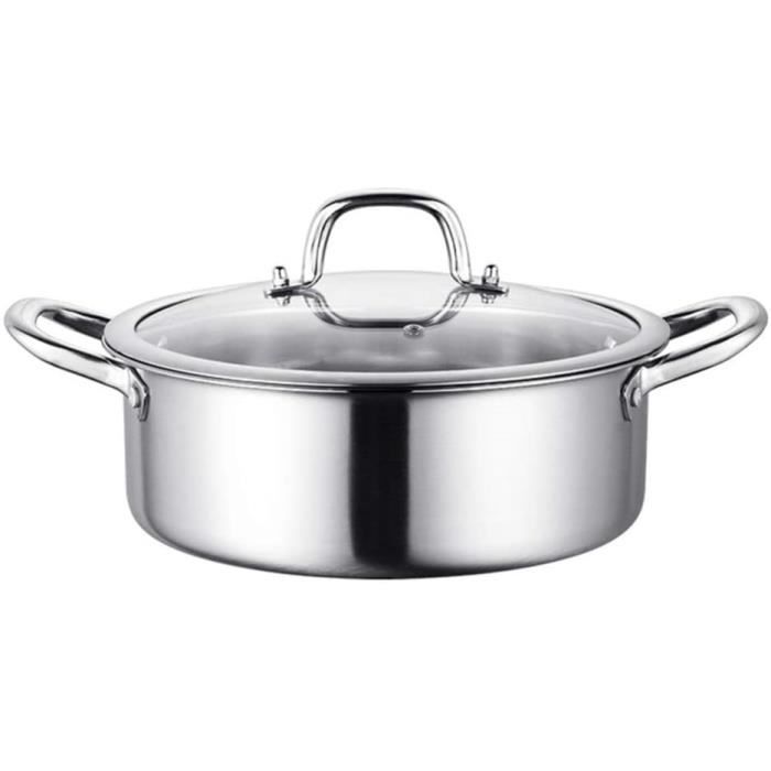 Casserole En Acier Inoxydable 3 Litres - 20 Cm Avec Couvercle En Verre - Compatible Induction, Gaz, électrique - Poignées Silicone Anti-chaleur