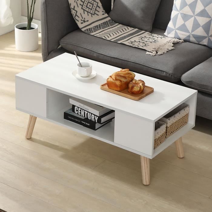 Mixmest® Table basse Style scandinave - bois - blanc!!!