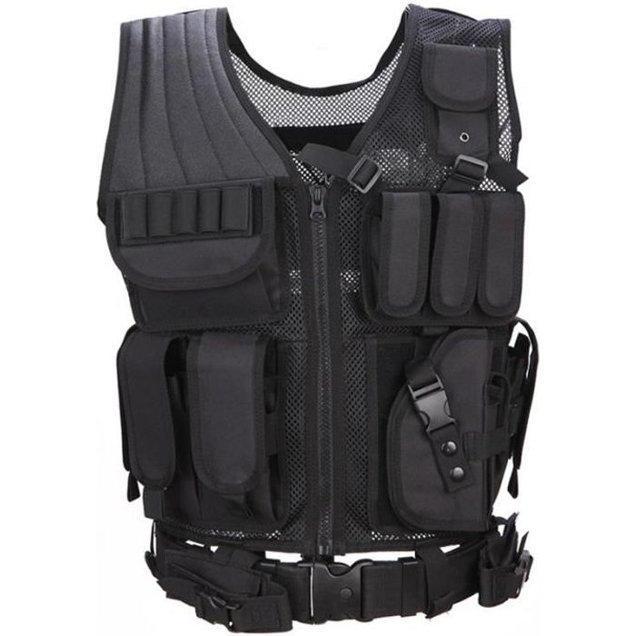 Veste Tactical Veste de Terrain Airsoft Combat de Paintball Attaque de Swat Militaire Tir à l'Armée Molle Police Vest Pistol Holster