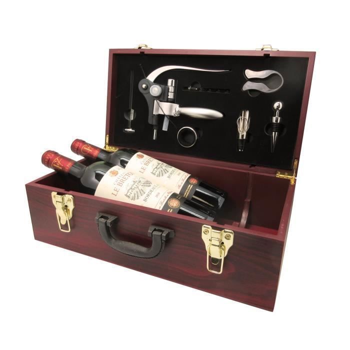COFFRET BOIS LAQUÉ PRESTIGE 2 BOUTEILLES