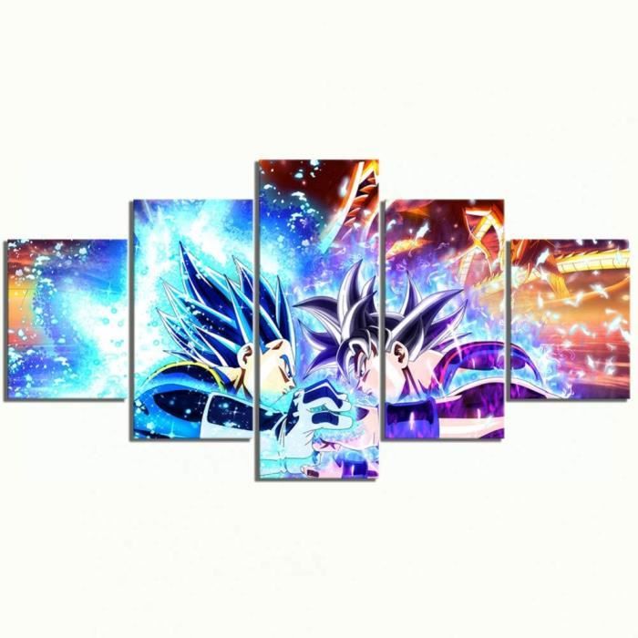 TABLEAU TOILE Zhcode Lot de 5 tableaux sur toile pour impression HD encadreacutee et modulaire dessin animeacute Dragon Ball Pos325