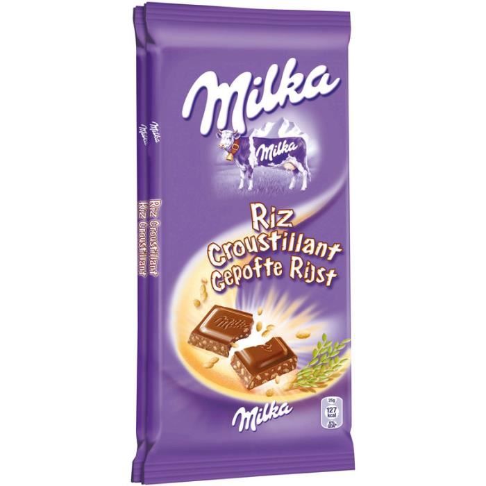 MILKA Chocolat au lait et aux riz - 2x100 g
