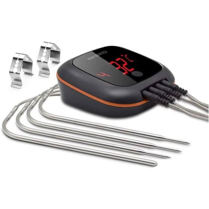 Inkbird IBT-4XSEU Thermomètre de Cuisine Bluetooth Thermometre Barbecue avec 4 Sonde Temperature,Four Interieur Exterieur Magnétique