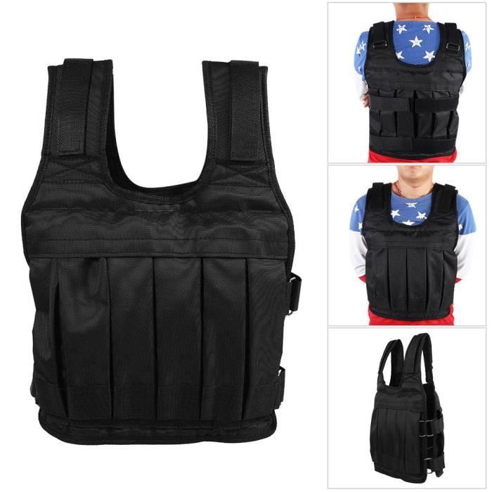 Cikonielf gilet lesté d'exercice Veste de formation de force de gilet lestée résistante de tissu d'Oxford 50KG pour la forme