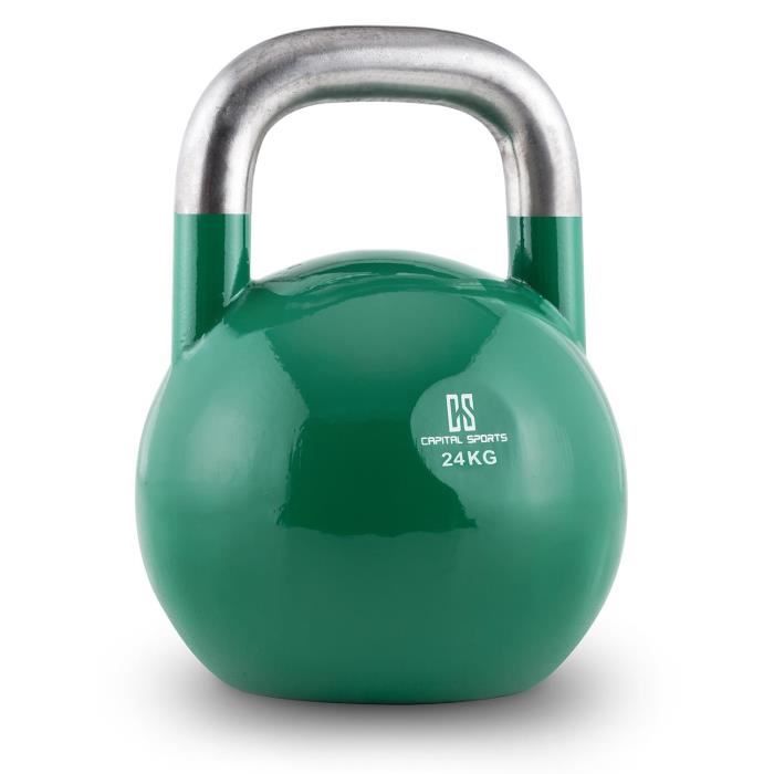 Capital Sports Compket 24 Kettlebell haltère poids acier 24kg -vert