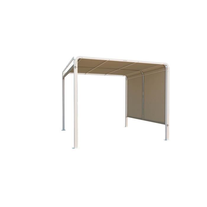 Kanpur- Pergola tissu polyester 3x3M - Blanc & Taupe