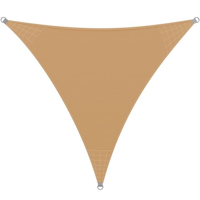 Voile d'ombrage Auvent Oxford Triangulaire 5x5x5m Sable Jardin balcon terrasse
