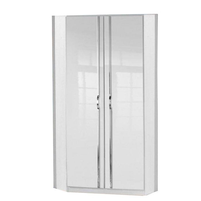 Armoire dressing d'angle KROOS 2 portes 95*95 laquée blanc brillant blanc Bois Inside75