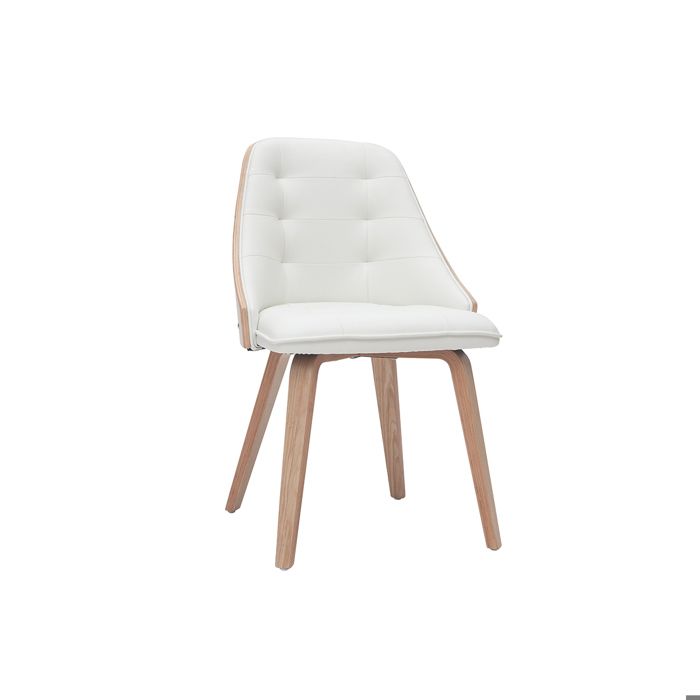 Miliboo - Chaise design bimatière blanc et bois clair FLUFFY