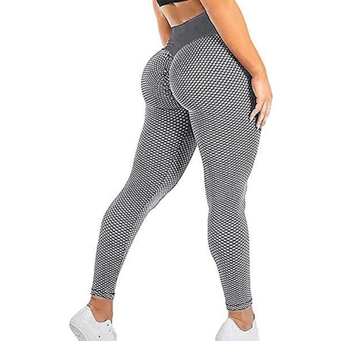 Pantalon de yoga femme,Maille Sexy Yoga pantalon femmes taille haute pousser sans couture Sport Leggings gymnastique Anti-Cellulite