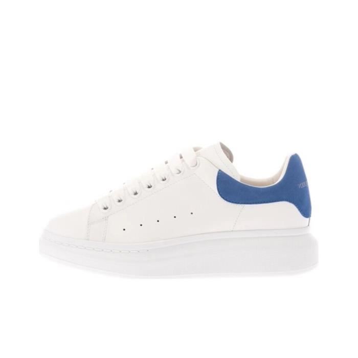 Alexanders Mcqueens MC Femme Homme Basket Chaussur Blanche et Bleu Pas Cher