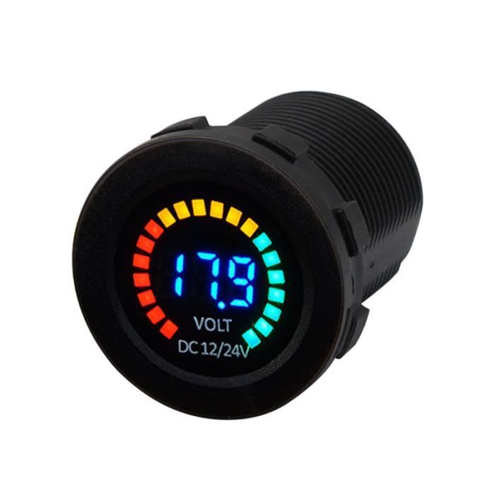 12V 24V Numérique LED Affichage Couleur Écran Voltmètre Voiture Testeur de Tension De Moto avec Anneau MONTRE CONNECTEE SPORT