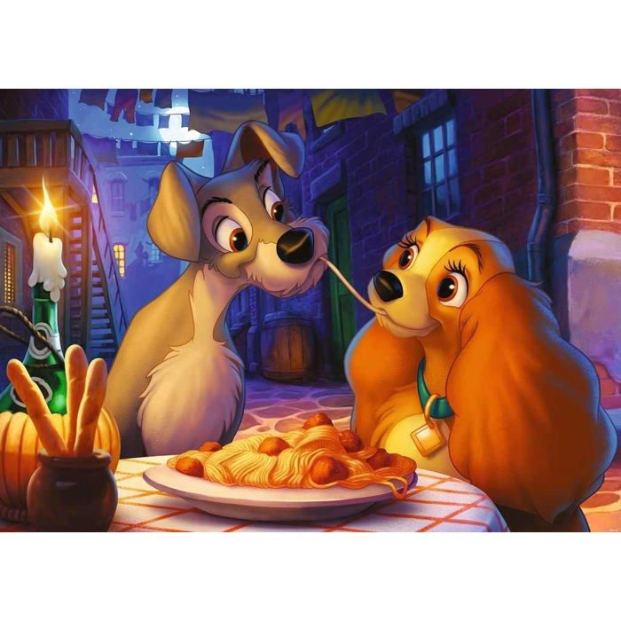 Puzzle Adulte La Belle Et Le Clochard Au Restaurant De Tony - 1000 Pieces - Ravensburger Collection Disney - Chien - Miss Lady - N