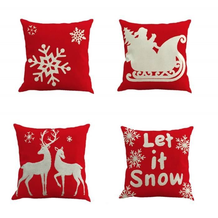 Style 3 4PCS Taie d'oreiller Noël série Bonhomme de neige,Coton Doux en Lin Couvre-Lit Taie d'oreiller Canap