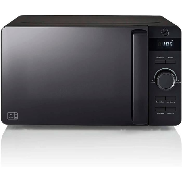 Stealth Micro-ondes Numérique 20L, 5 Niveaux Puissance, Décongélation Minuterie SWAN SM22037BLKN 800W Noir 45994