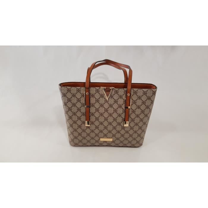 Sac à main cabas TORRENTE Fleurice gris clair camel S