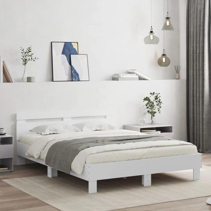 vidaXL Cadre de lit avec LED sans matelas blanc 140x190 cm 3207560