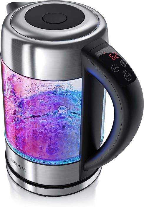 T24 Bouilloire LED en verre 1,7 l avec éclairage LED, protection contre T24 Bouilloire LED en verre 1,7 l avec éclairage LED, protection contre
