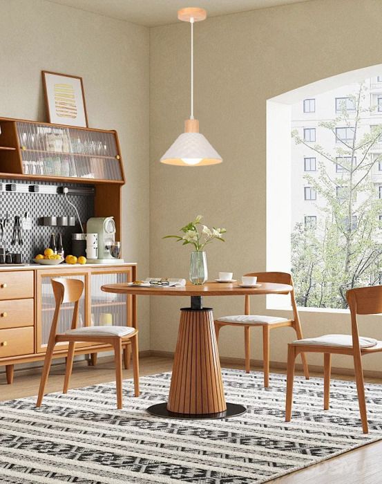 iDEGU Lustre Moderne Salon Lampe Suspension Vintage Abat-jour en Céramique Design Chapeau Style Nordique pour Café Chambre
