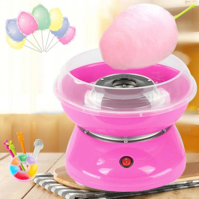 Machine à barbe à papa-Rose-avec 10 bâtonnets et 1 cuillère à mesurer-25cm*25cm*16cm-Facile à nettoyer et à rincer XJING