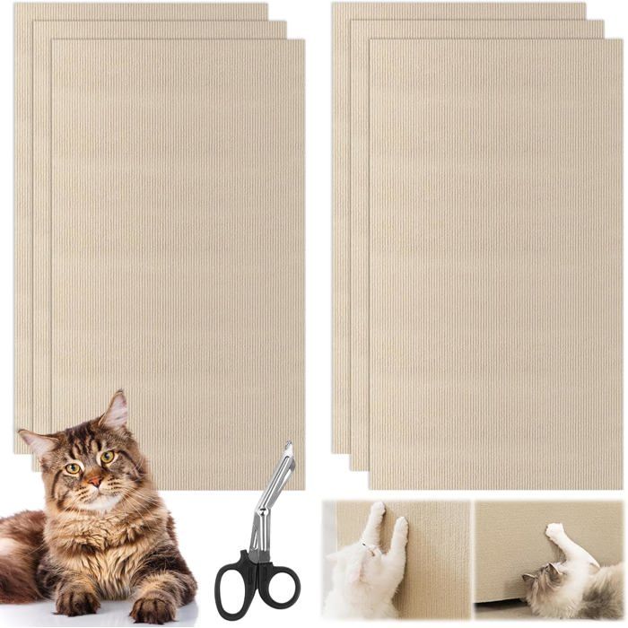 Meilleurs prix pour Griffoir Pour Chat Auto-Adhésif 5 Pièces 30X60 Cm Tapis Griffoir Chat Canapé Climbing Cat Scratcher Grattoir Chat (Kaki)