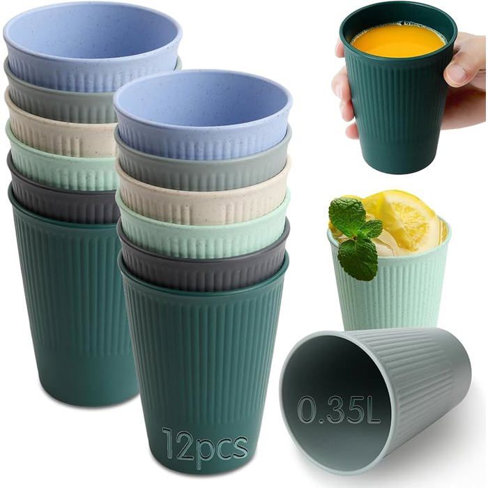 12 Pices Gobelet Plastique Rutilisable 035L Verre en Plastique Reutilisable Incassable en Polypropyl VERRE A EAU AVEC OU SANS PIED