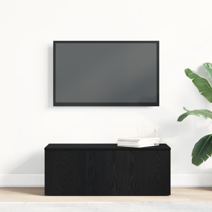 MEUBLE TV/HIFI - GKK - Armoire de séjour - noir en chêne 80x34x30 cm - en bois dingénierie @@1767