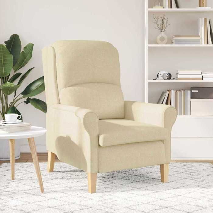 CLARENCE® Fauteuil simple - Chaise-Canapé - pour salon/chambre/bureau - Crème 76x94x102 cm tissu LV5372
