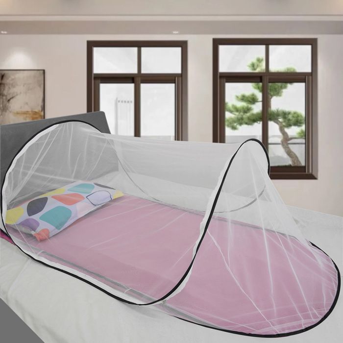 Moustiquaire pliable noire portable facile à installer pour camping lit