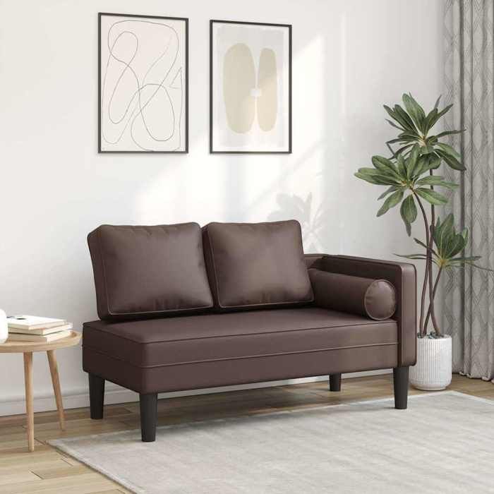 Printemps/été 2025 Chaise longue VIDAXL avec coussins marron similicuir - 116.5x62x57.5 cm LV6324
