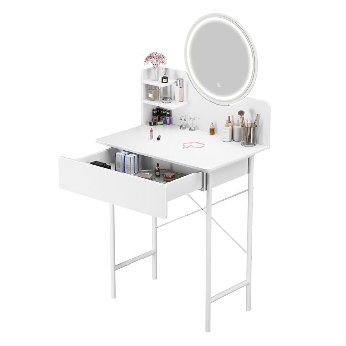 Coiffeuse Avec Miroir Et Tabouret Table De Maquillage 3 Grands Tiroirs