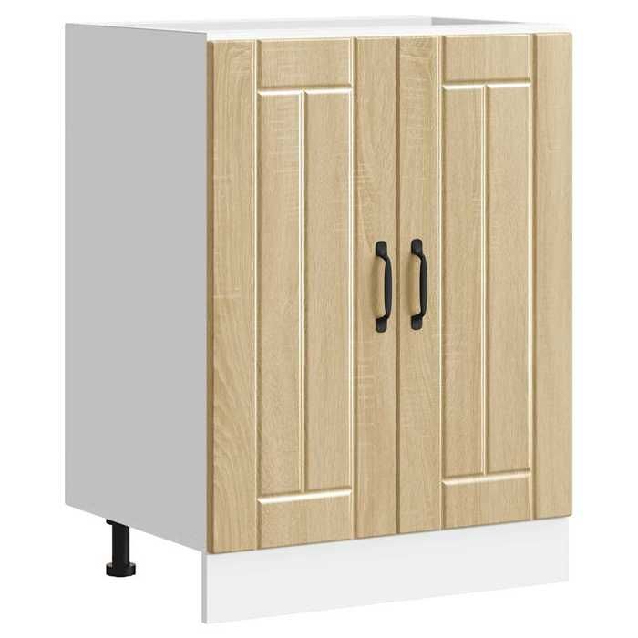 Meuble sous évier en bois dingénierie - vidaxl - Lucca - Chêne sonoma - 60x46x81.5 cm - Capacité 70 kg