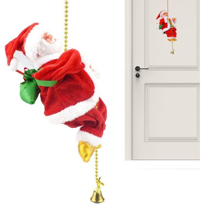 Pere Noel Grimpeur Avec Musique, Ornamental De Sapin De Noël, Père Noël