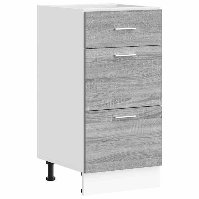 Meuble bas de cuisine - GKO - Gris Sonoma - 40x46x81 5 cm - Bois dingénierie - Capacité totale 50 kg - Pieds réglables
