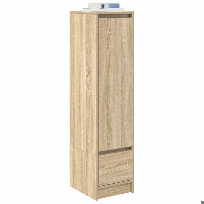 Buffet haut chêne sonoma - WIENS - 295x34x1195 cm - Bois dingénierie - 1 porte - 1 tiroir - 2 étagères