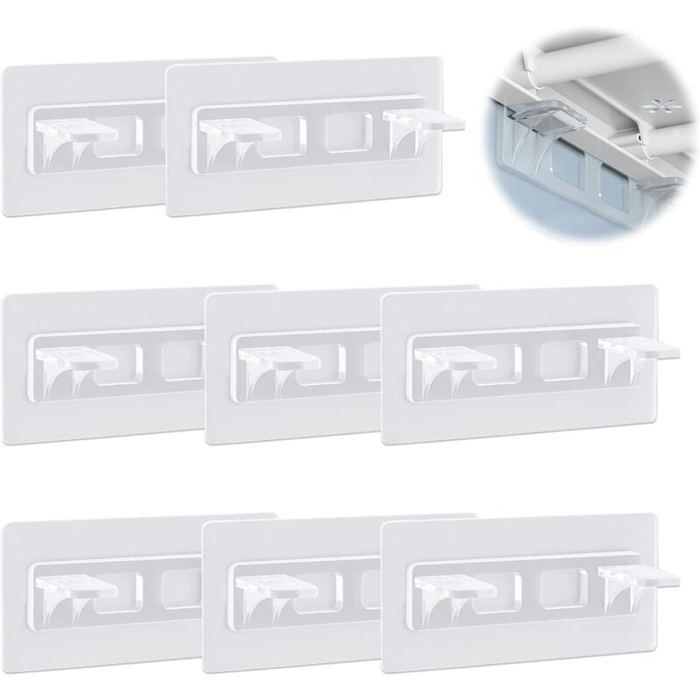 Support détagère autocollant - MICH - 8 pièces - Sans perçage - Capacité 30 kg - Adhésif fort