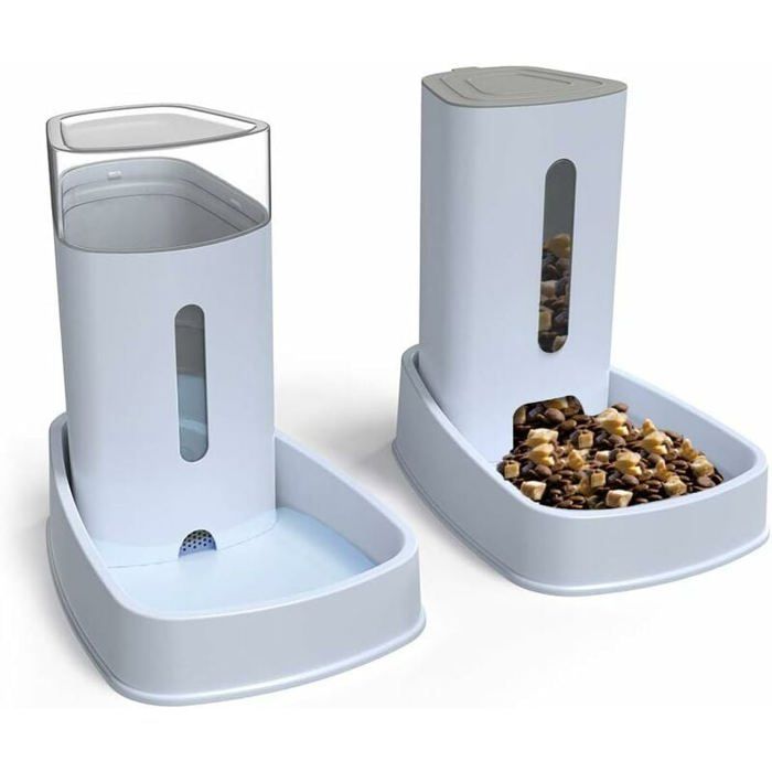 Meilleurs prix pour Distributeur croquettes/Eau Fontaine Automatique-3.8Lx 2 Pièces- Alimentation pour Chien/Chat/Croquettes Mangeoirs et Abreuvoi