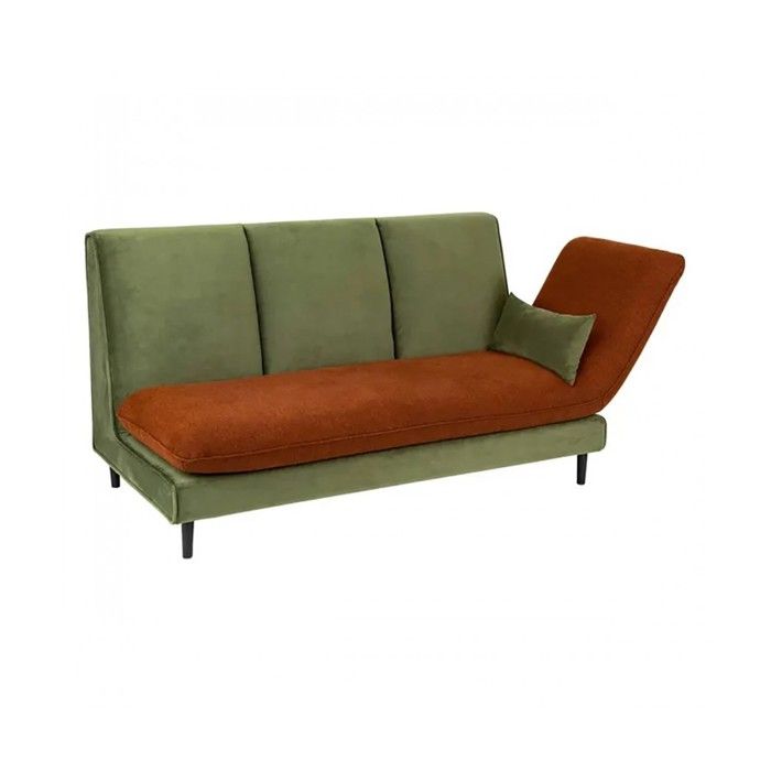 Canapé 3 Places Design Léchappée en velours coloris vert/teracotta - Longueur 196 x Profondeur 90 x Hauteur 90 cm Canapé 3 Places Design Léchappée en velours coloris vert/teracotta - Longueur 196 x Profondeur 90 x Hauteur 90 cm