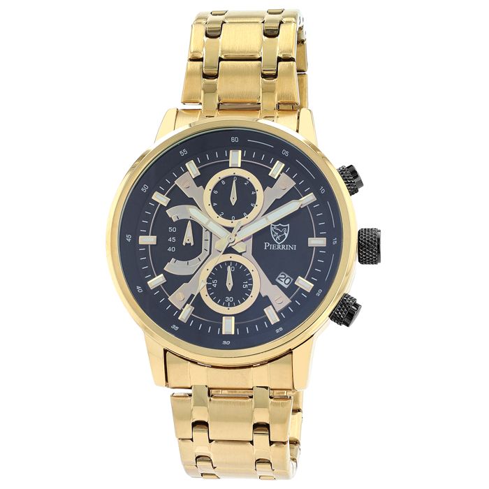 Montre - Pierrini Homme Doré - Chronographe quartz - Boîtier 44 mm - Bracelet acier inoxydable doré