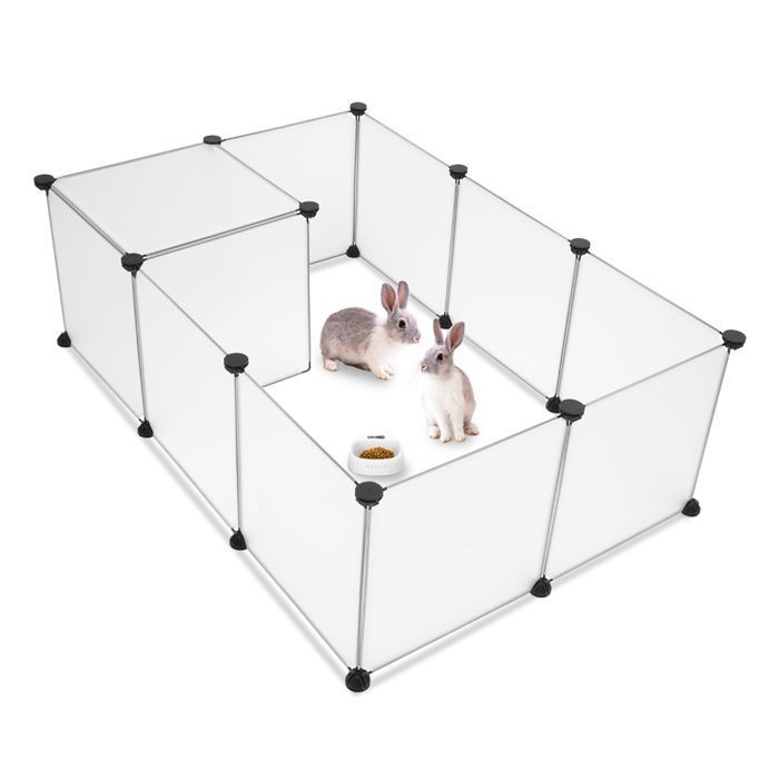 VINGLI Parc Enclos pour Petits Animaux Enclos Lapin Interieur Cage pour Cochons dInde Lapins Chien Chiot Blanc